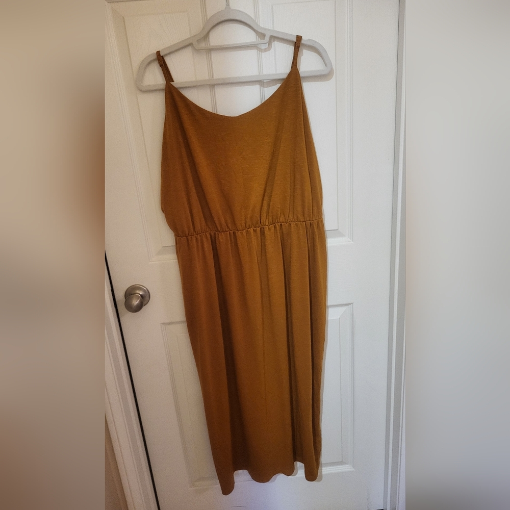 Old Navy Mustard Spaghetti-Strap Maxi with Elastic Waist